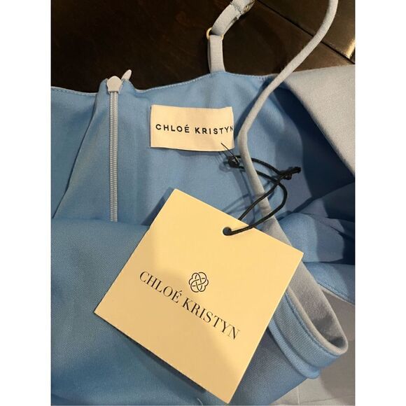 New CHLOE KRISTYN Tori One Shoulder Cut Out Bodycon Dress in Dusk Blue - Picture 6 of 9